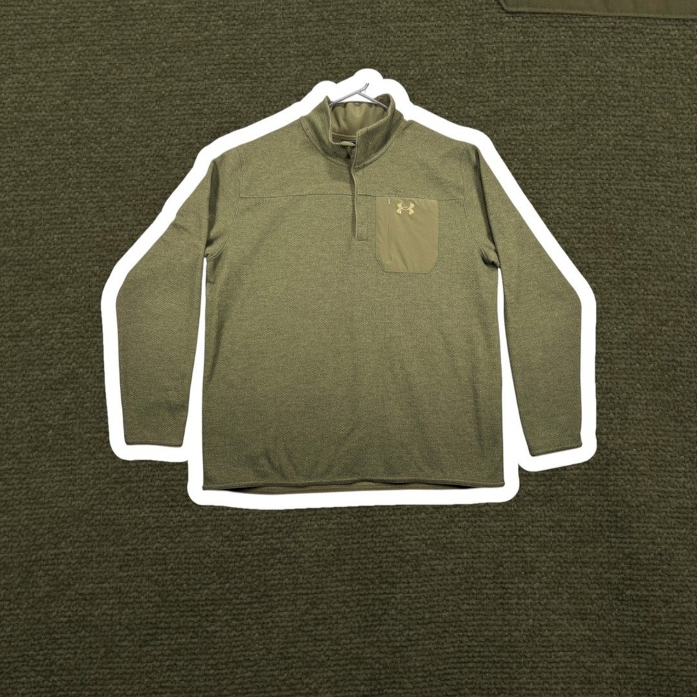 Under Armour Mens Specialist Henley Grid Pullover XXL Marine OD Green Sweater